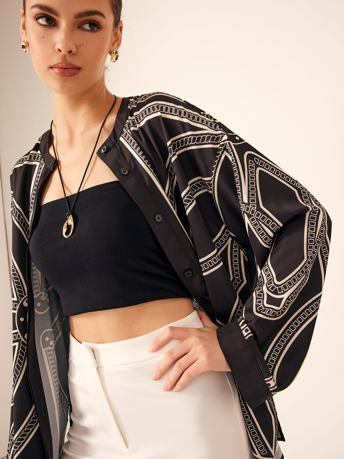 Boheme Baskılı Saten Gömlek