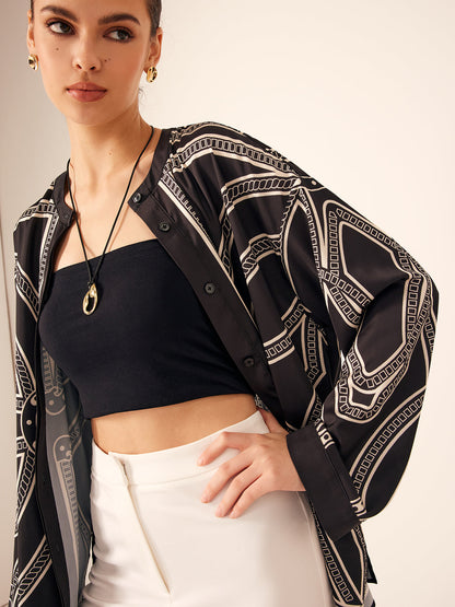 Boheme Baskılı Saten Gömlek