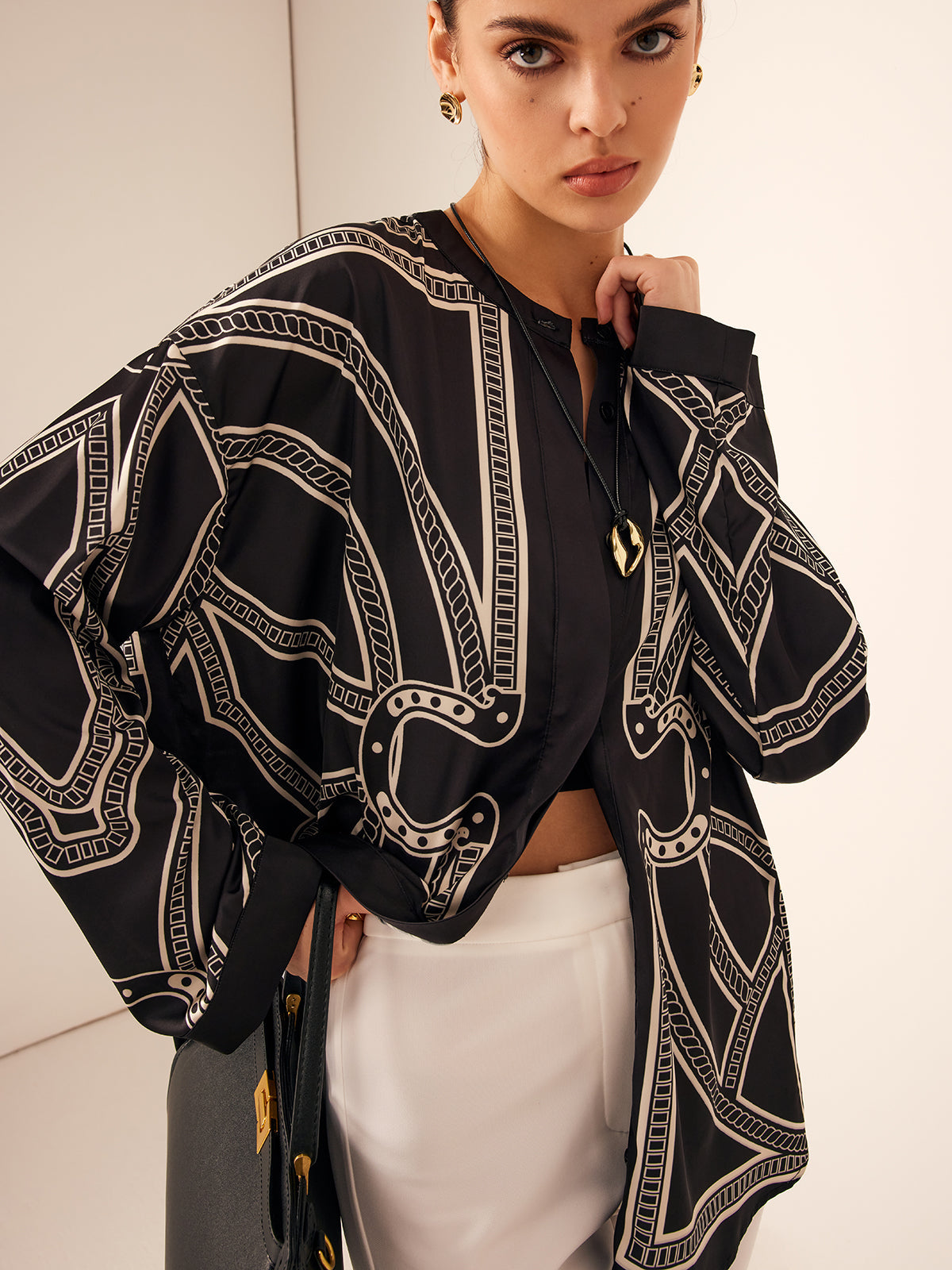 Boheme Baskılı Saten Gömlek