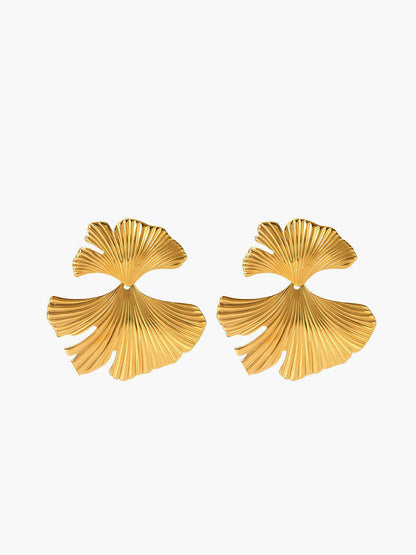 Ginkgo Yaprağı Dalga Küpeleri