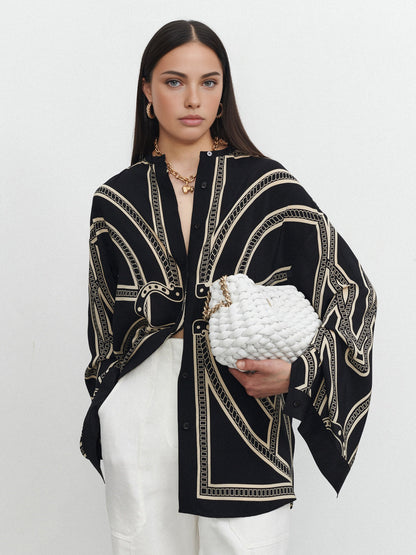 Boheme Baskılı Saten Gömlek