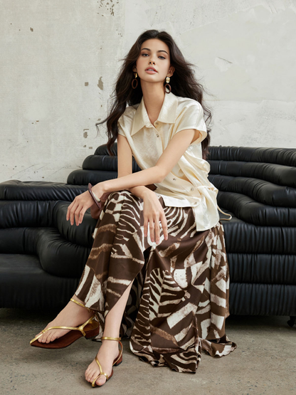 Zebra Desenli Maxi Etek