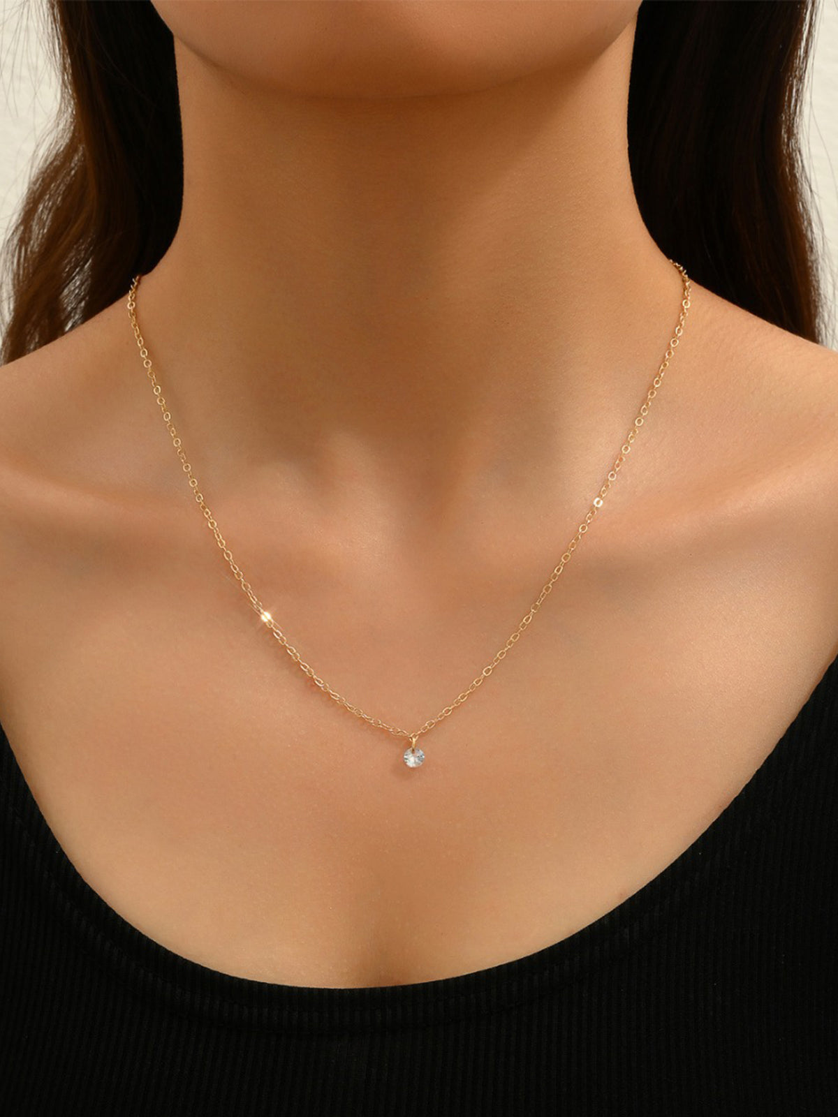 Rhinestone Yığın Sarkaç Kolye