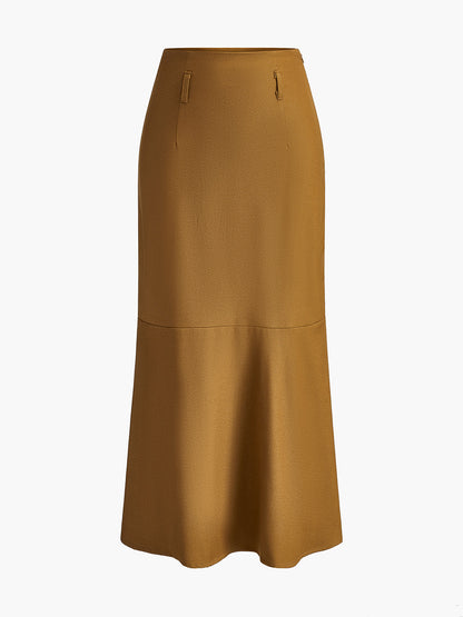 Minimalist Düz Beltsiz Etek