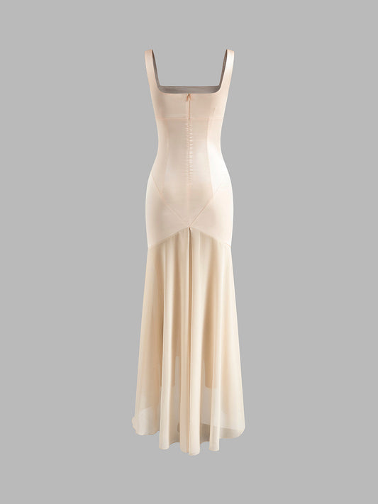 Transparent Chiffon Panel Suit