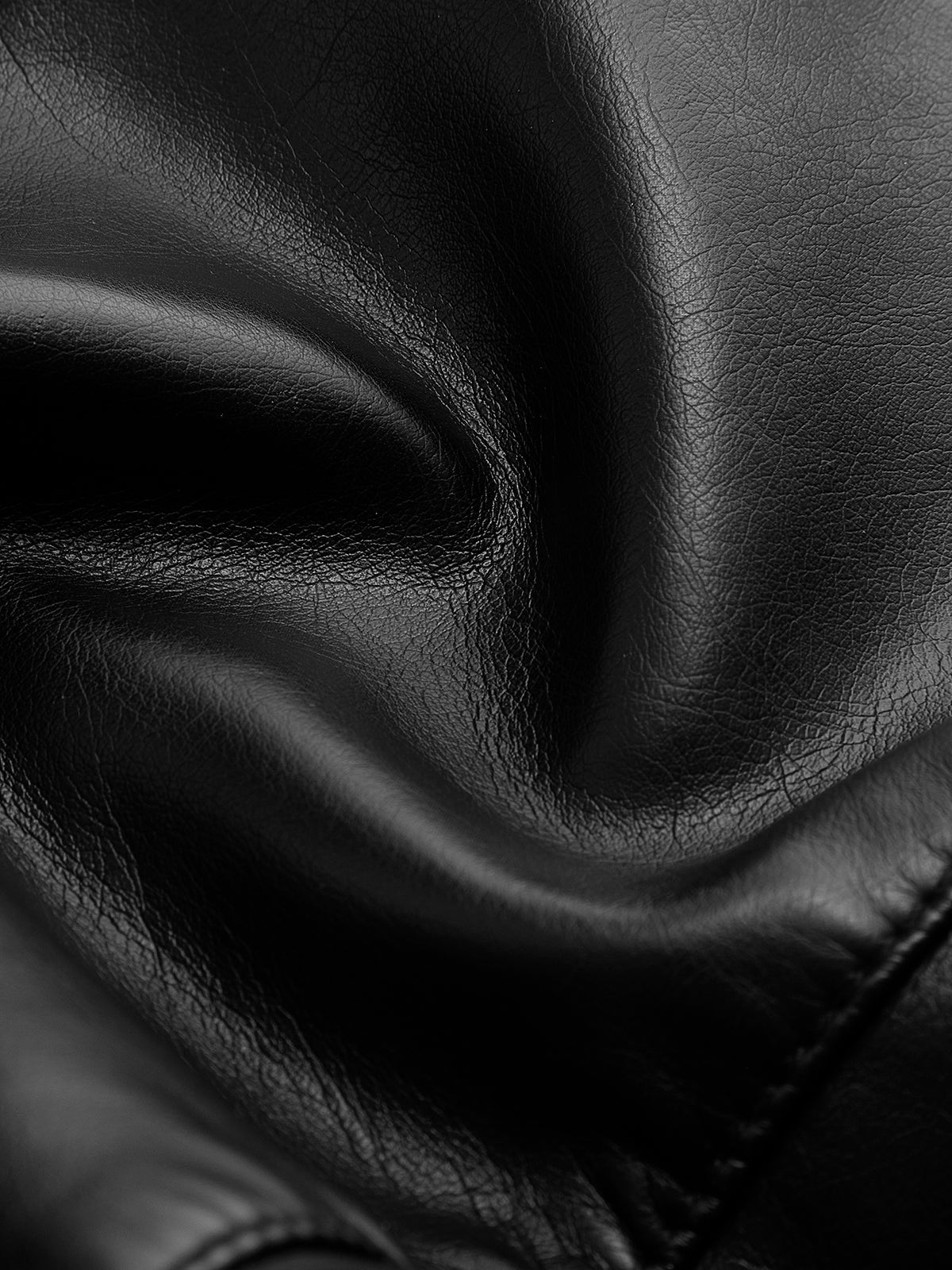 Piping Rivet Düğme PU Deri Ceket