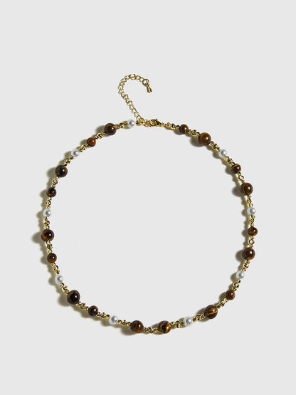 Kaplan Gözü Taşı Choker Kolye
