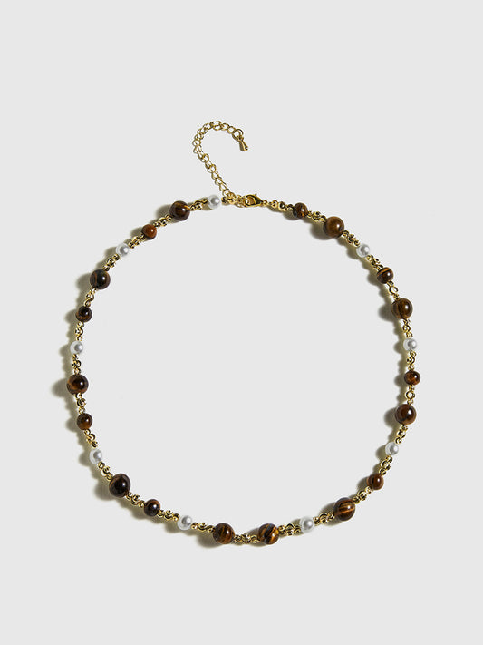 Kaplan Gözü Taşı Choker Kolye