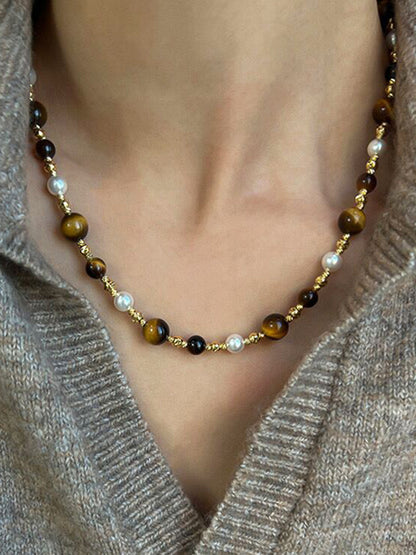 Kaplan Gözü Taşı Choker Kolye
