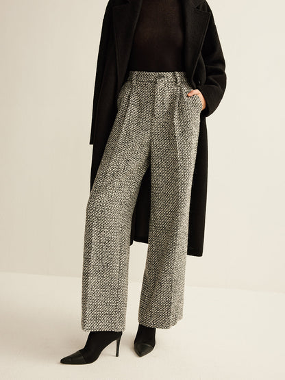 Yün Karışımı Tweed Pantolonlar