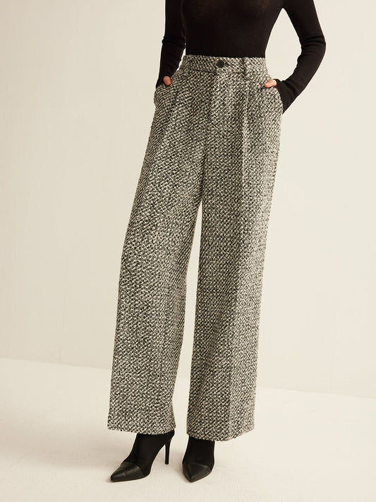Yün Karışımı Tweed Pantolonlar