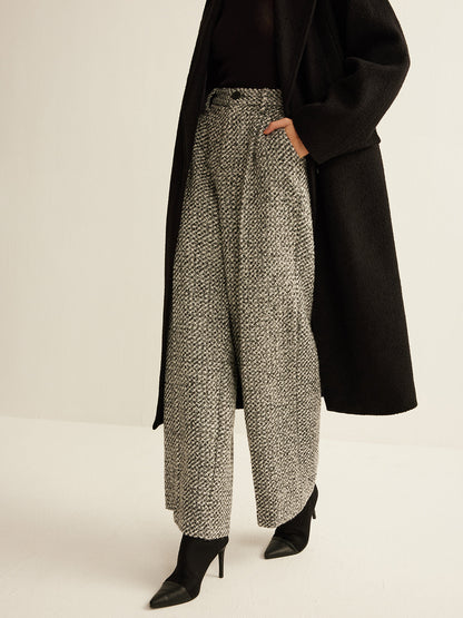 Yün Karışımı Tweed Pantolonlar