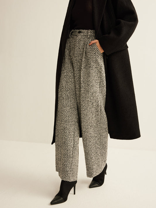 Yün Karışımı Tweed Pantolonlar