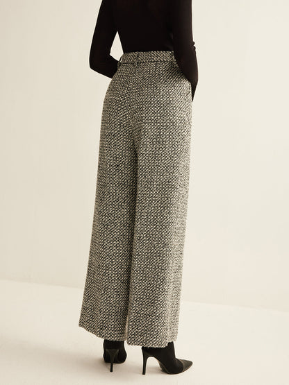 Yün Karışımı Tweed Pantolonlar