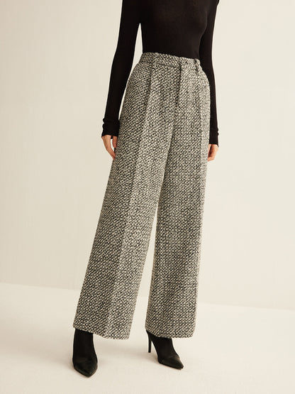 Yün Karışımı Tweed Pantolonlar