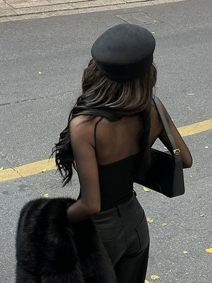 Kare Yaka Şifon Panel Kısa Tişört