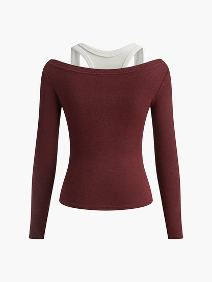 2'si 1 Arma Uzun Jersey Üst
