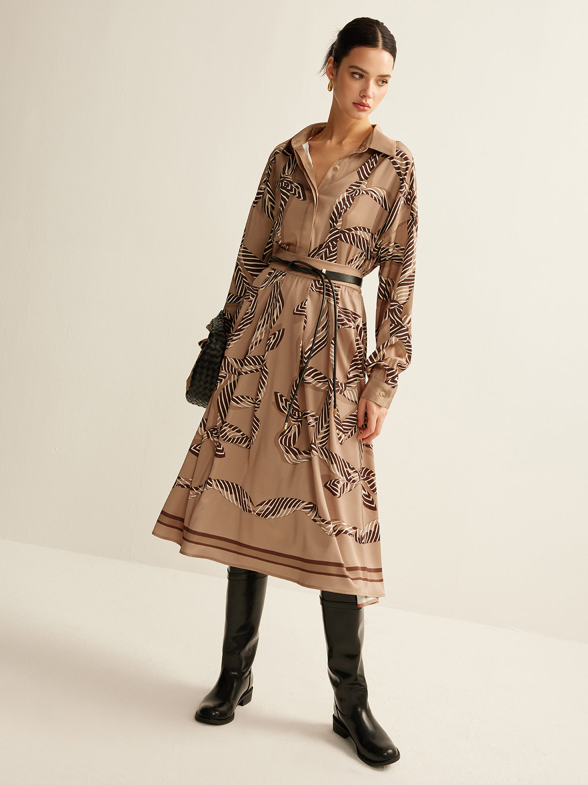 Boheme Baskılı Midi Etek Kemer Olmadan