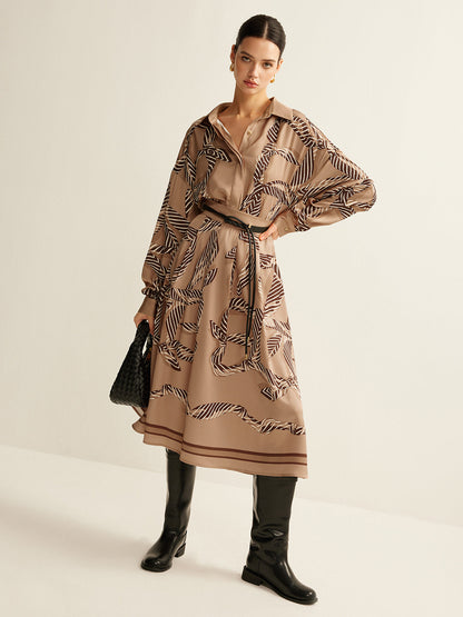 Boheme Baskılı Midi Etek Kemer Olmadan