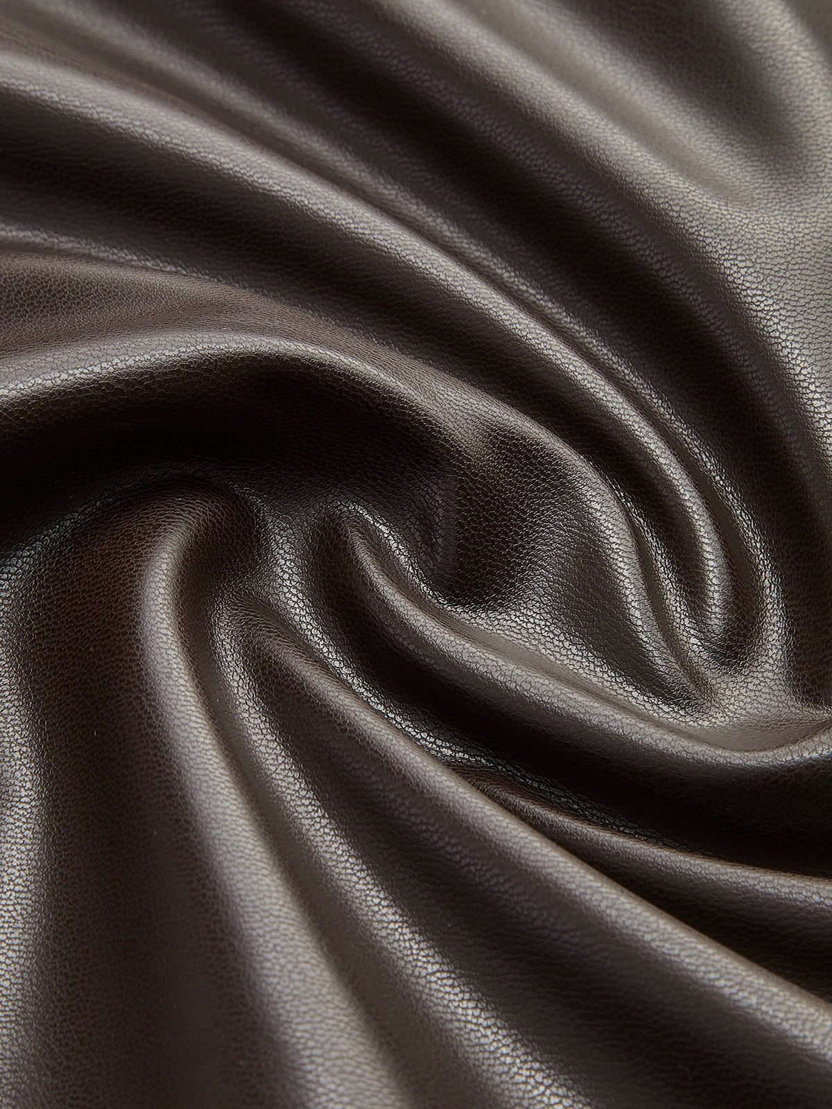 Katlanmış Sahte Deri Midi Etek