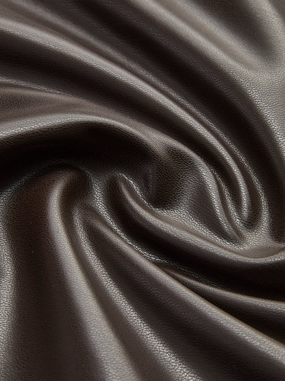 Katlanmış Sahte Deri Midi Etek