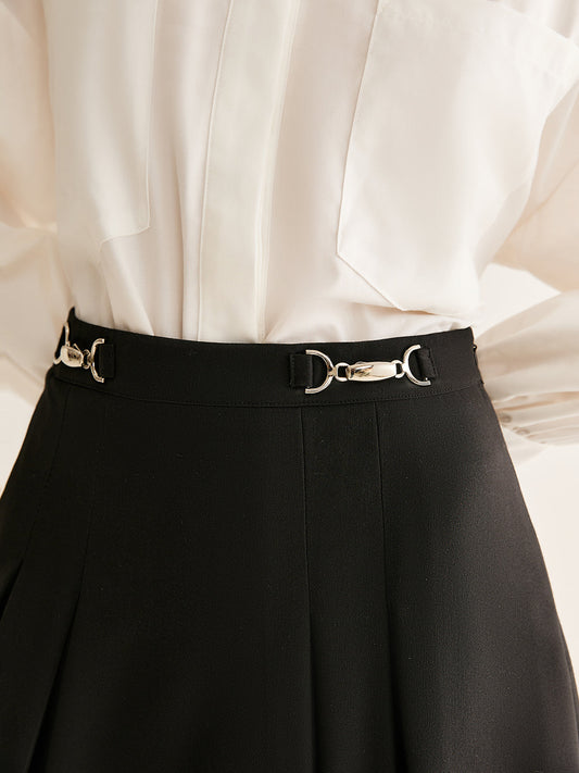 Metal-Belt Fırfırlı Mini Etek