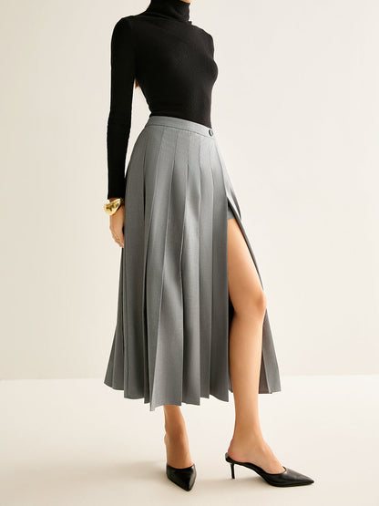 Fırfır Kesim Yırtmaçlı Fermuarlı Etek