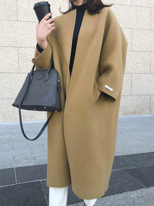 Minimalist Oversized Yün Uzun Palto