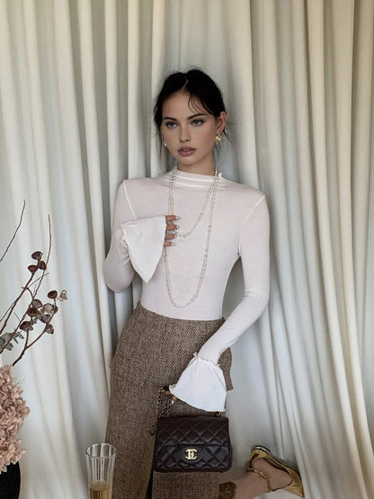 Sade Ruffle-Dizlik Jersey Üst