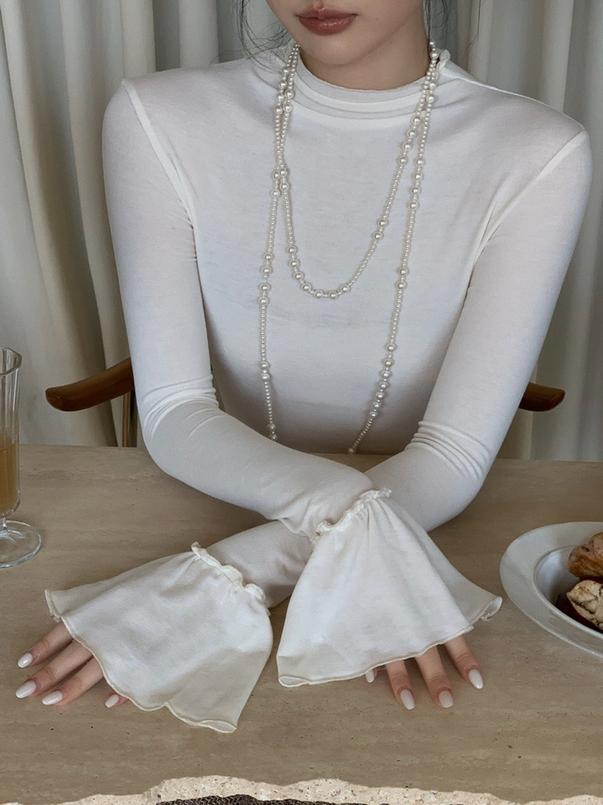 Sade Ruffle-Dizlik Jersey Üst