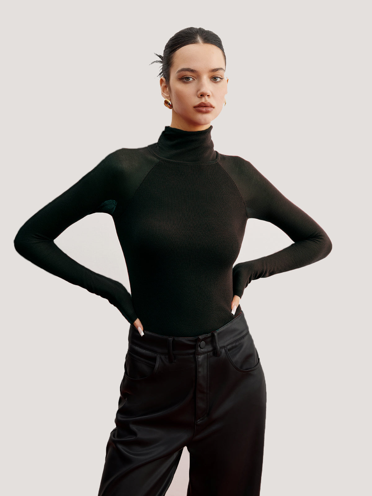 Transparent Sleeve Slim Fit Sweater