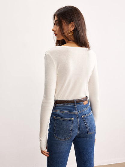 Wool Blend Pleated Knit Blouse
