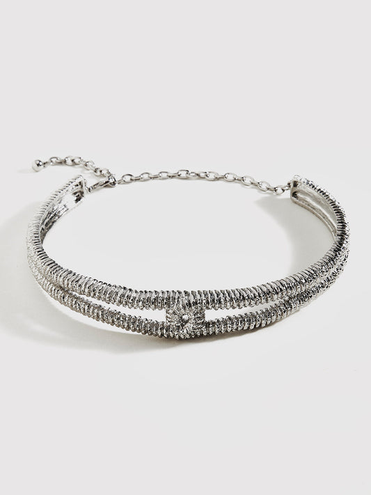 Retro Metal İkili Doku Choker