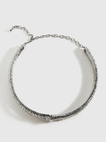 Retro Metal İkili Doku Choker