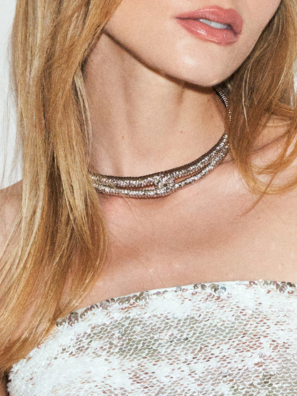 Retro Metal İkili Doku Choker