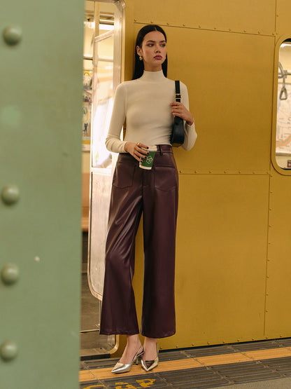 Retro Sahte Deri Pantolonlar