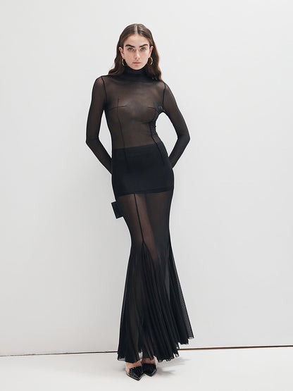 Fırfır Şeffaf Panel Maxi Etek