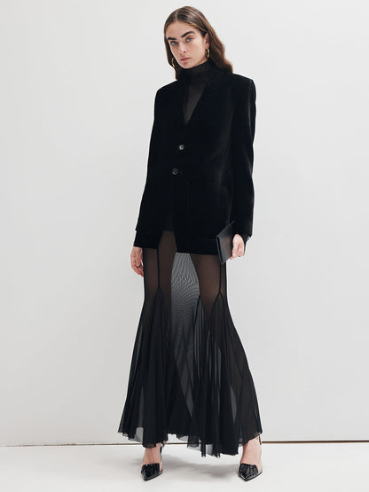 Fırfır Şeffaf Panel Maxi Etek