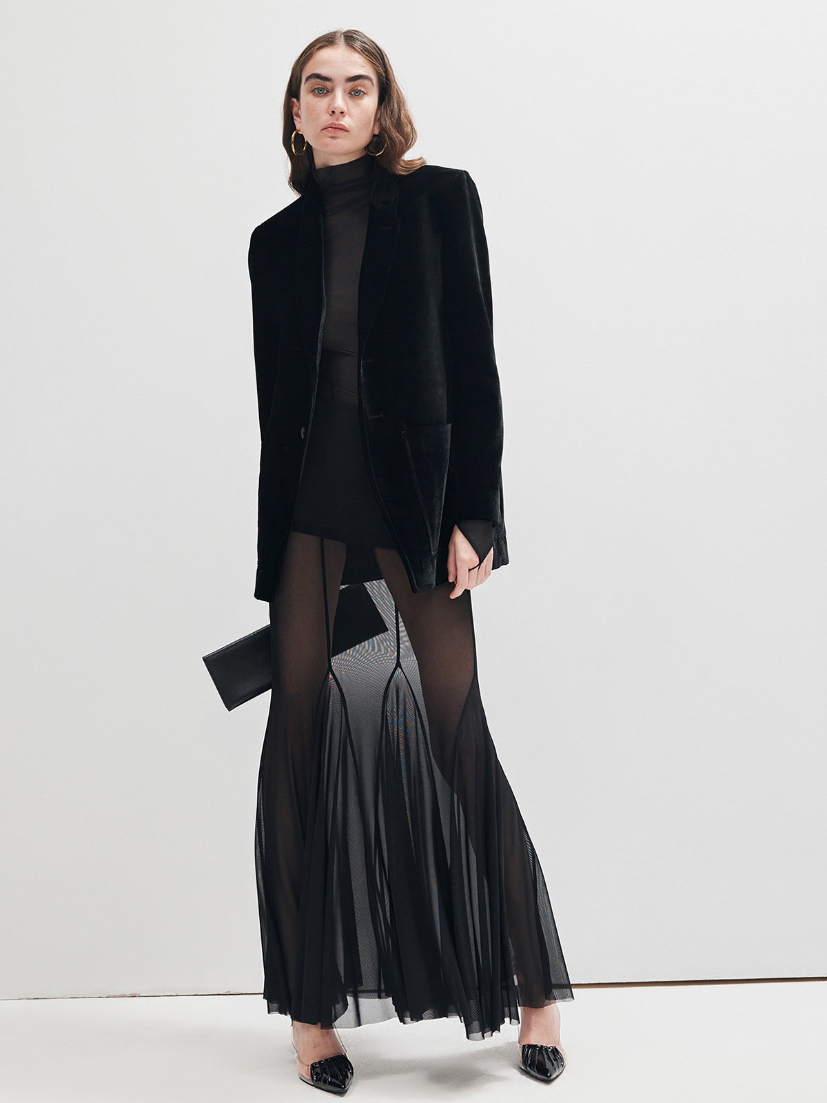 Fırfır Şeffaf Panel Maxi Etek