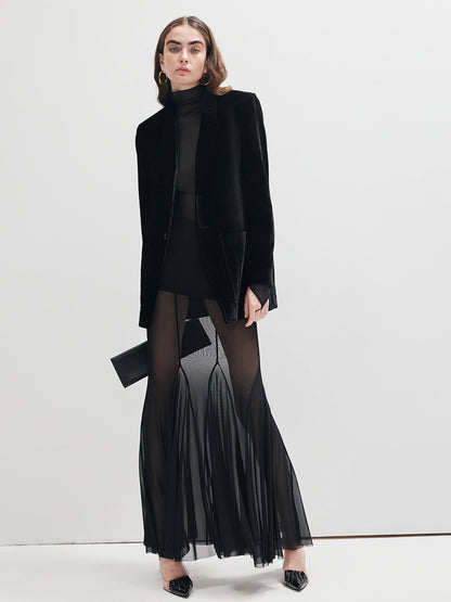 Fırfır Şeffaf Panel Maxi Etek