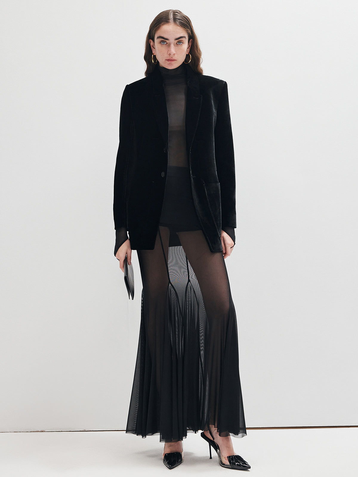 Fırfır Şeffaf Panel Maxi Etek