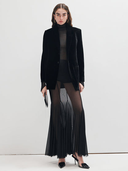 Fırfır Şeffaf Panel Maxi Etek