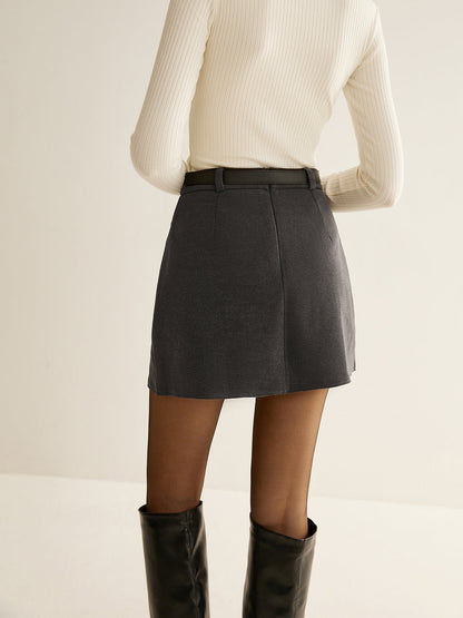 Chic Pleated Belted Mini Skirt