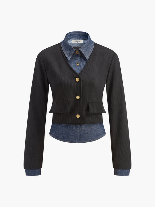 2 in 1 Denim Panel Polo Tişört