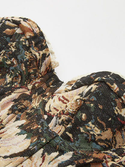 Retro Printed Structured Cord Corset