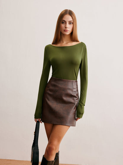 Eski Tarz Sırtı Açık Plise T-Shirt