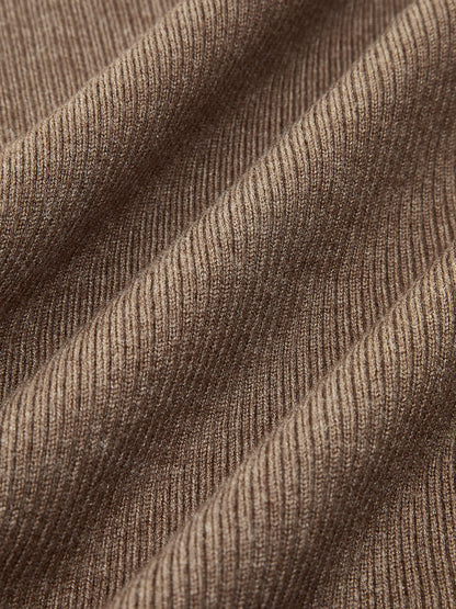 Karamel Renk Kesik Maxi Triko Etek