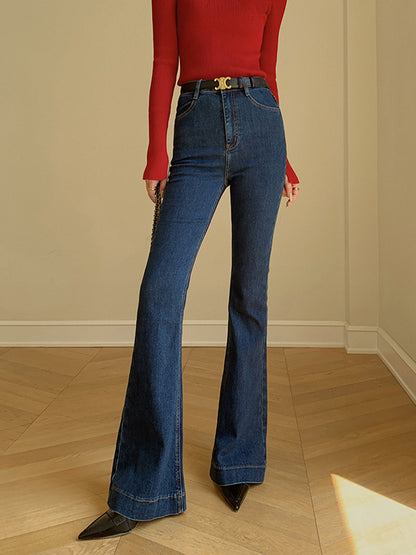 Kemer Olmadan İspanyol Paça Slim Denim Jeans