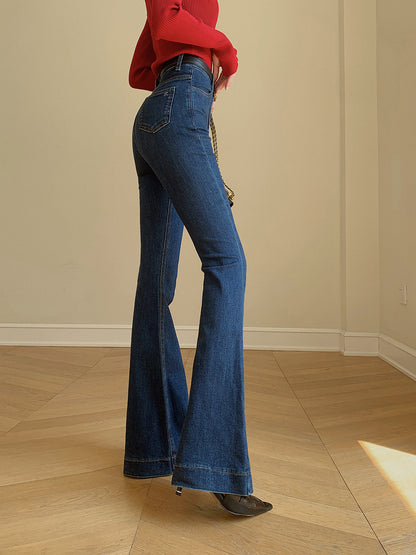 Kemer Olmadan İspanyol Paça Slim Denim Jeans