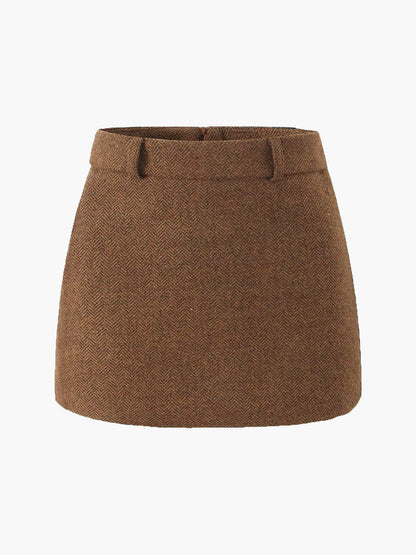 Düz Çizgili Mini Etek